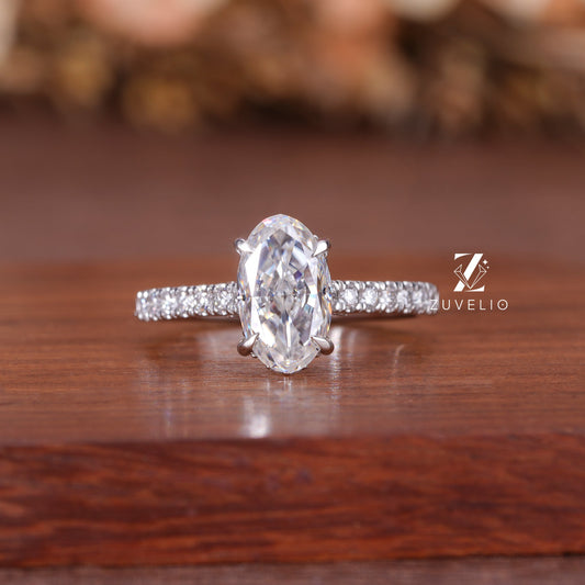 Oval Hidden Halo Ring