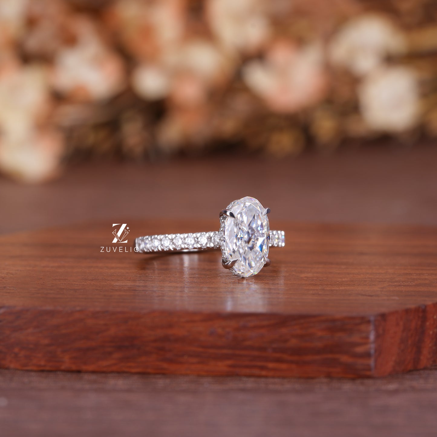 Oval Hidden Halo Ring