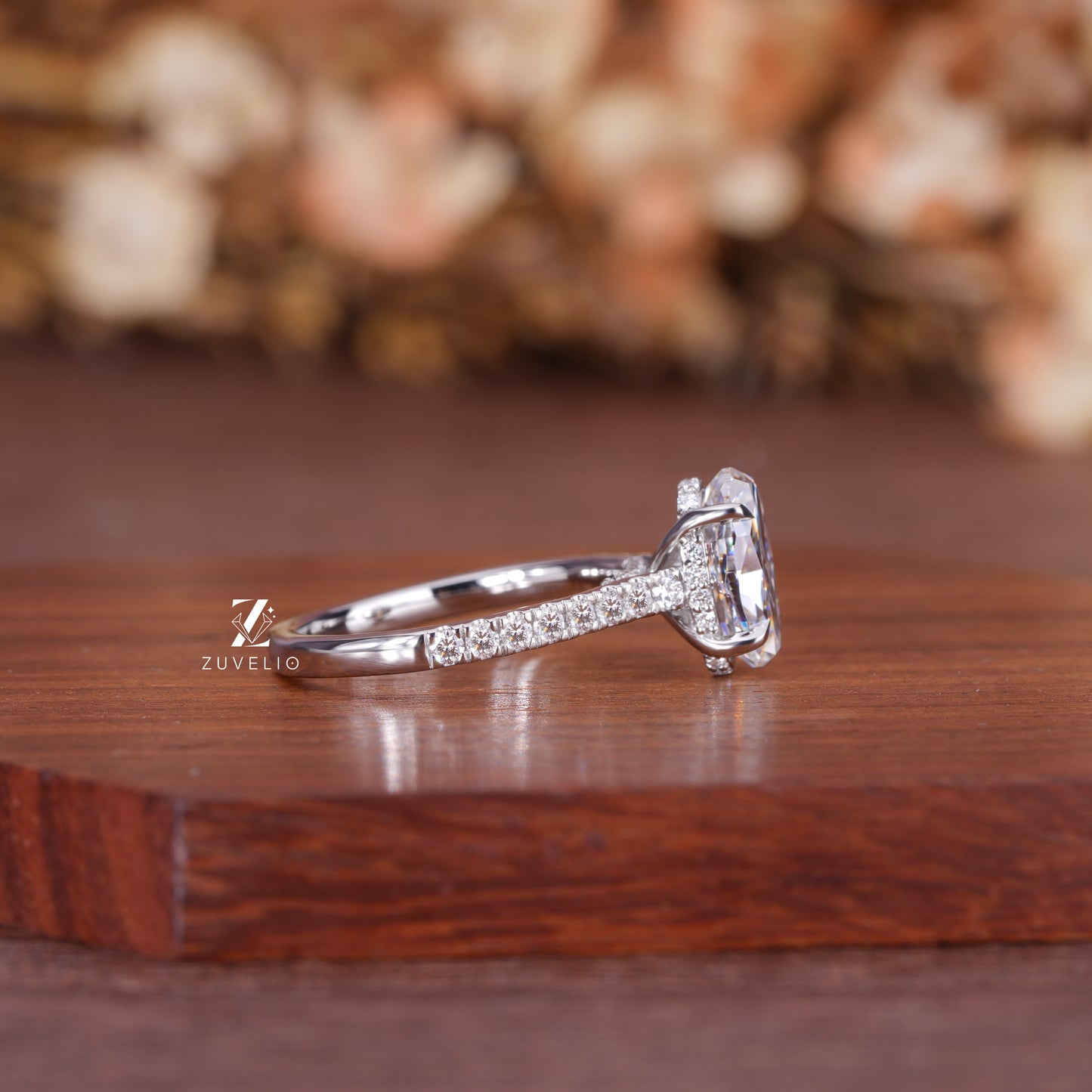 Oval Hidden Halo Ring
