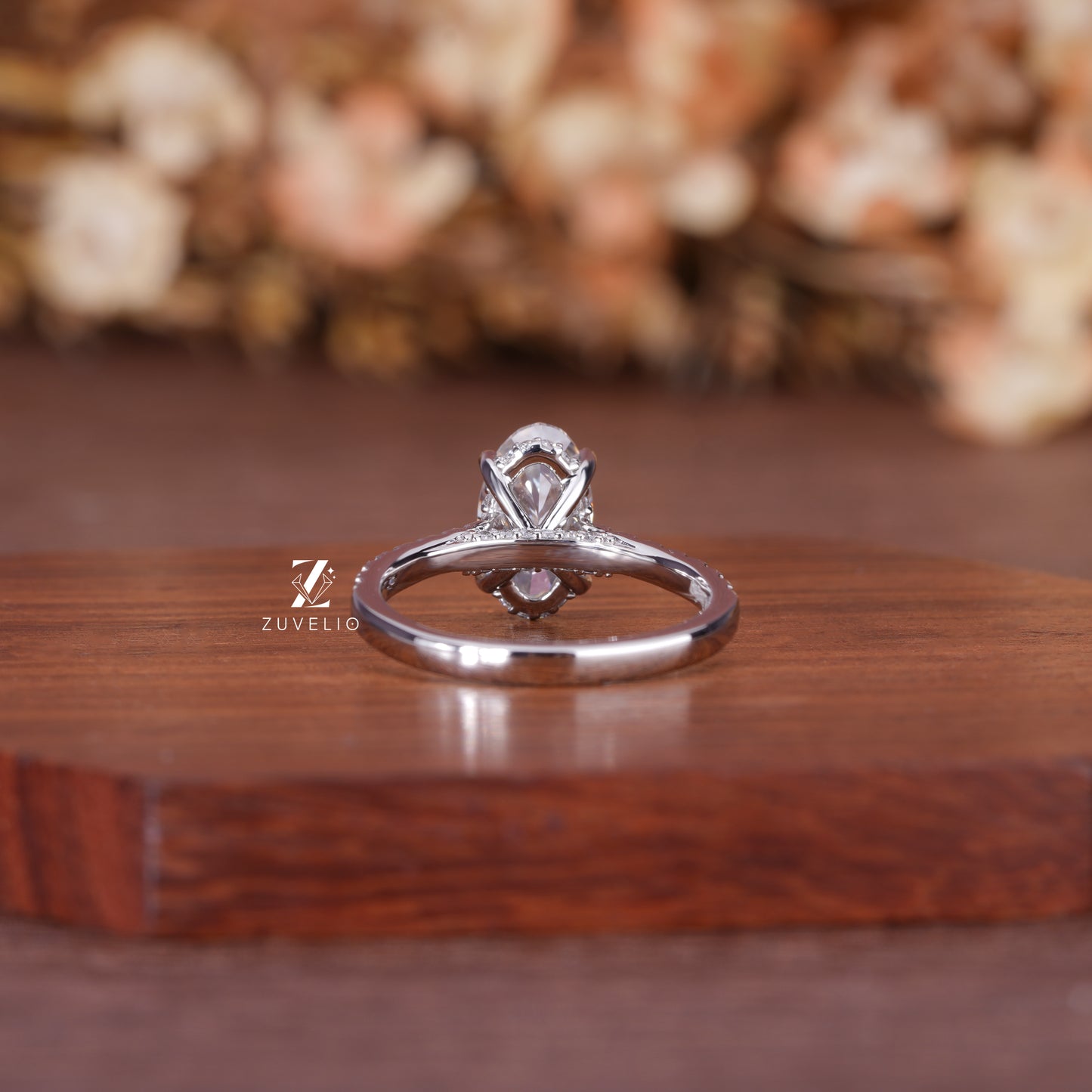 Oval Hidden Halo Ring