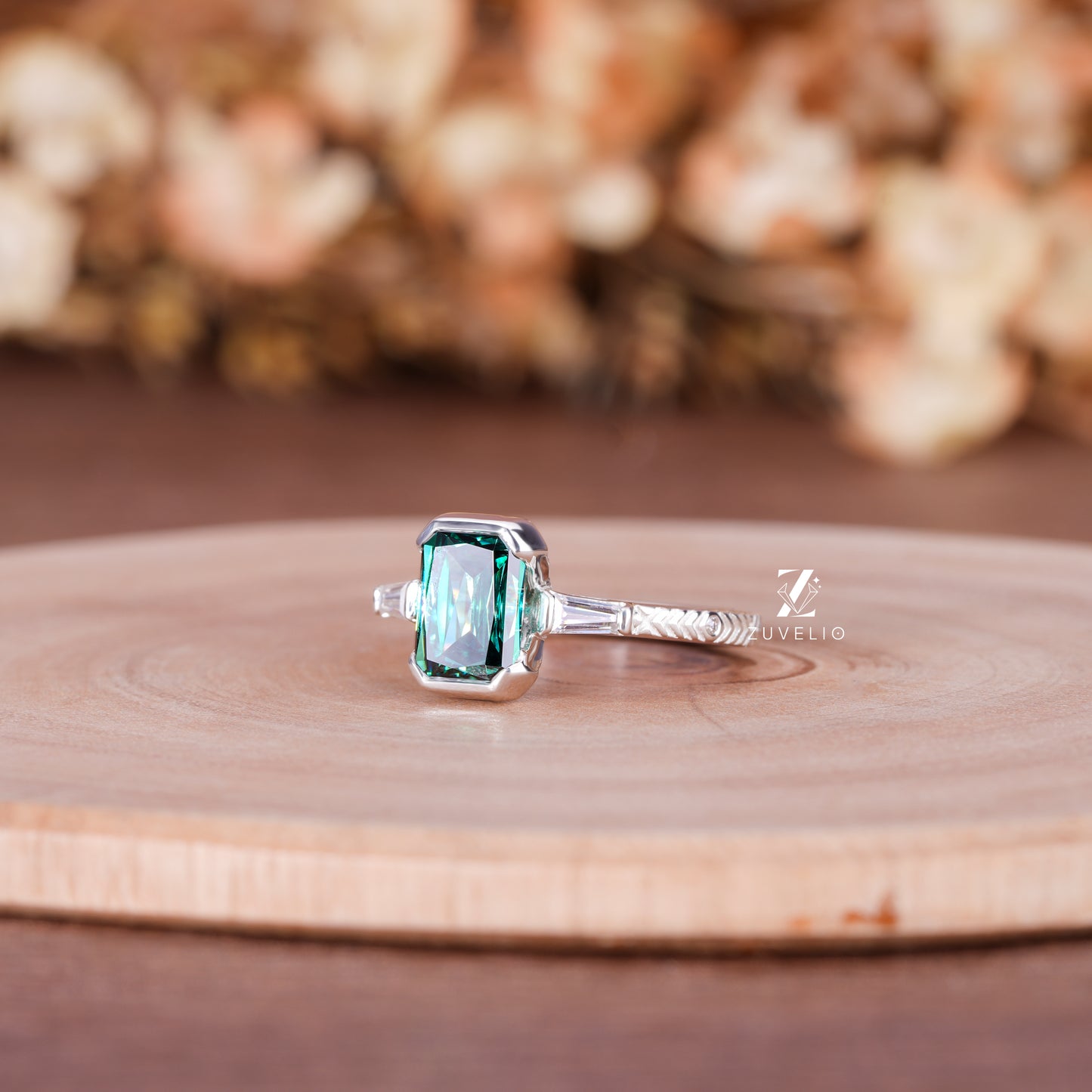 Emerald Criss Cut Ring