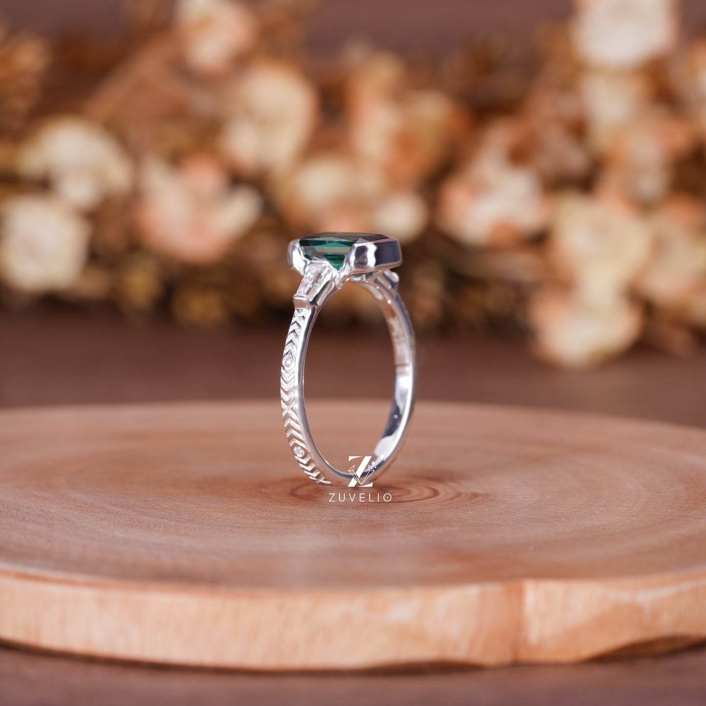 Emerald Criss Cut Ring