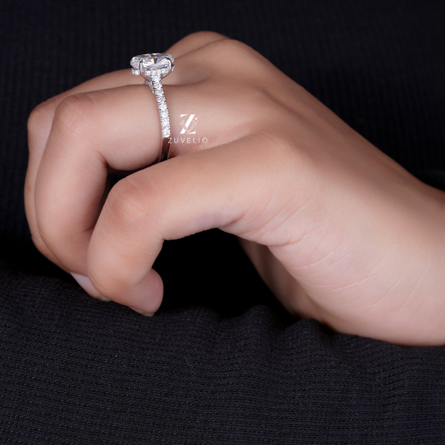 Oval Hidden Halo Ring
