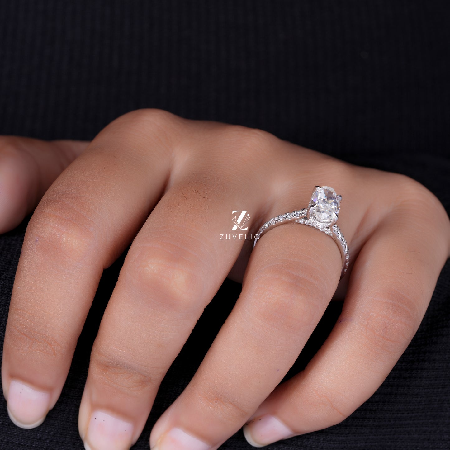 Oval Hidden Halo Ring