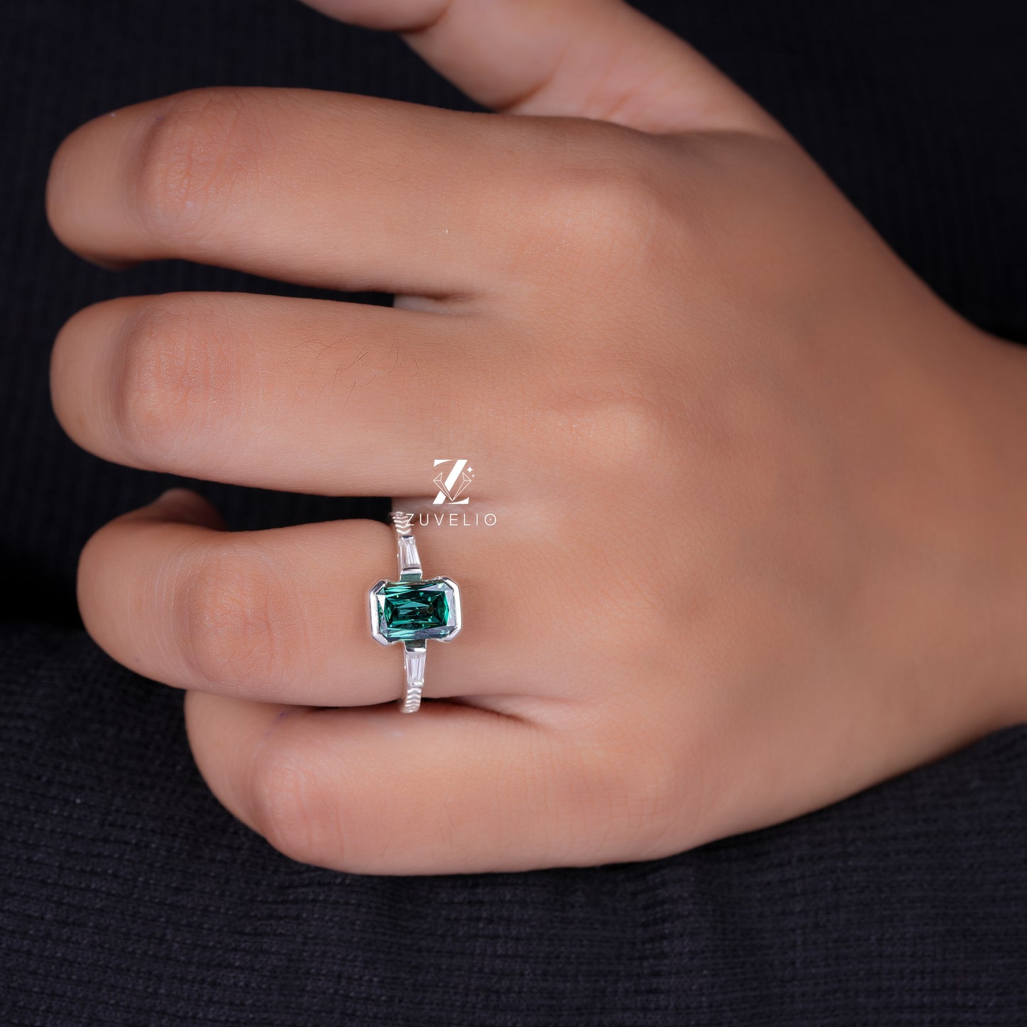 Emerald Criss Cut Ring