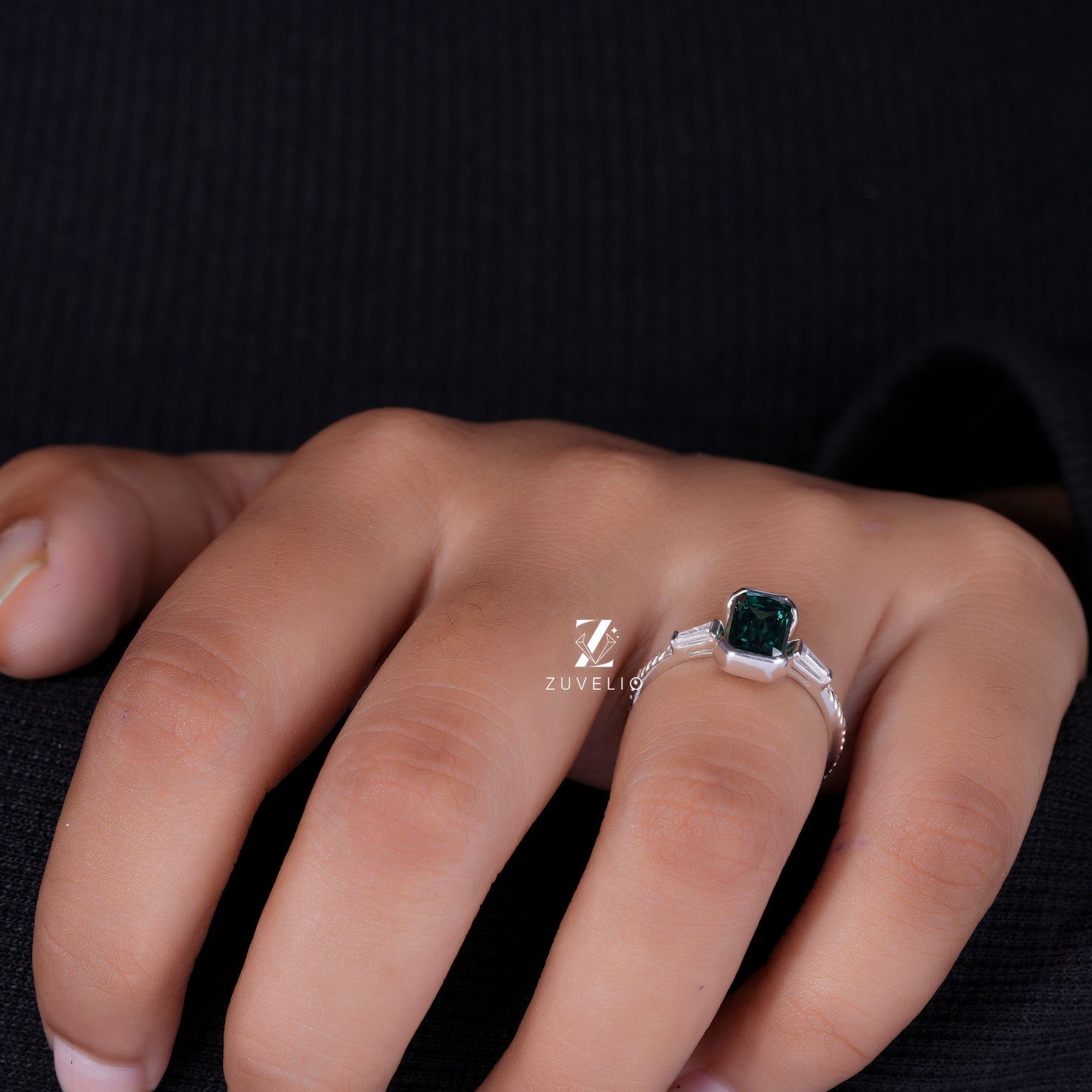 Emerald Criss Cut Ring