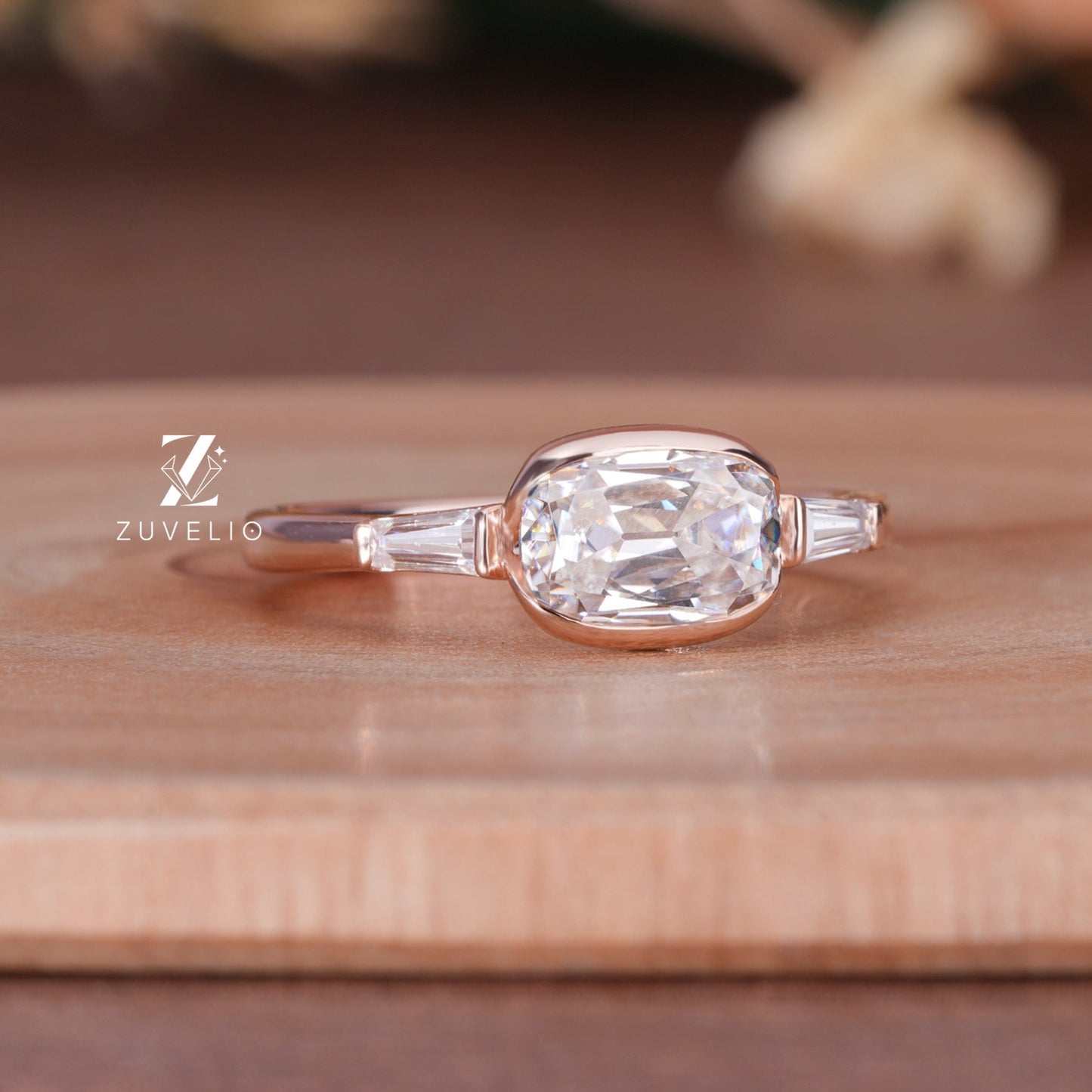OMC Three Stone Moissanite Ring