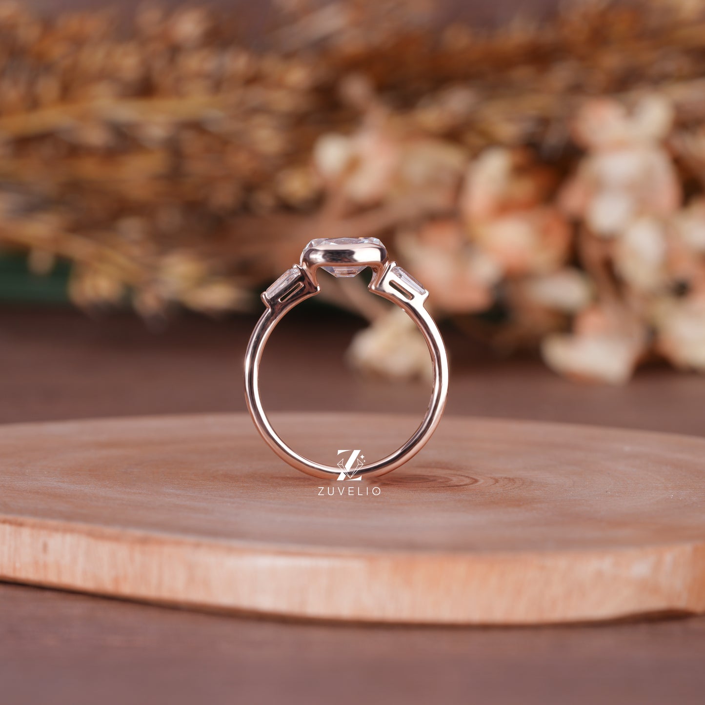 OMC Three Stone Moissanite Ring