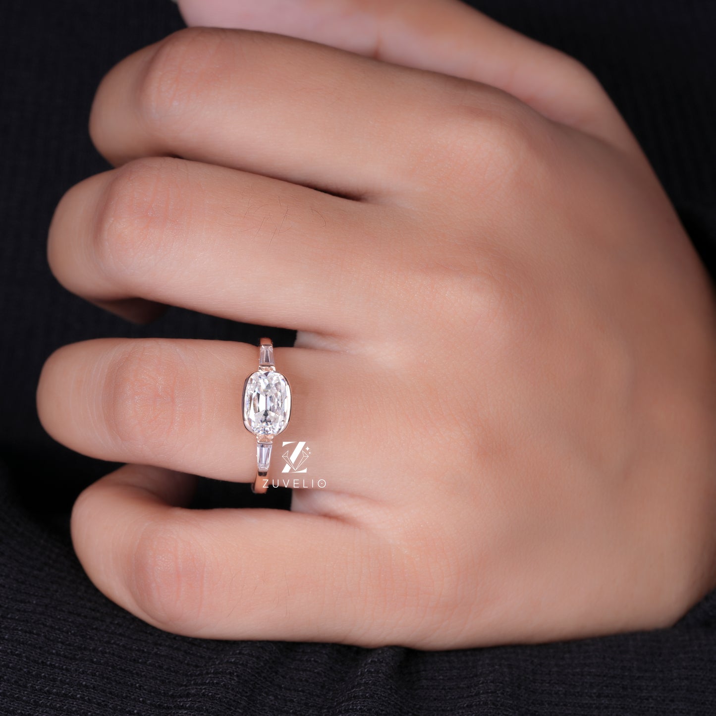 OMC Three Stone Moissanite Ring