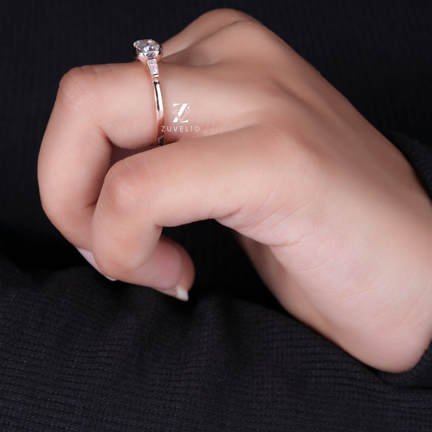OMC Three Stone Moissanite Ring