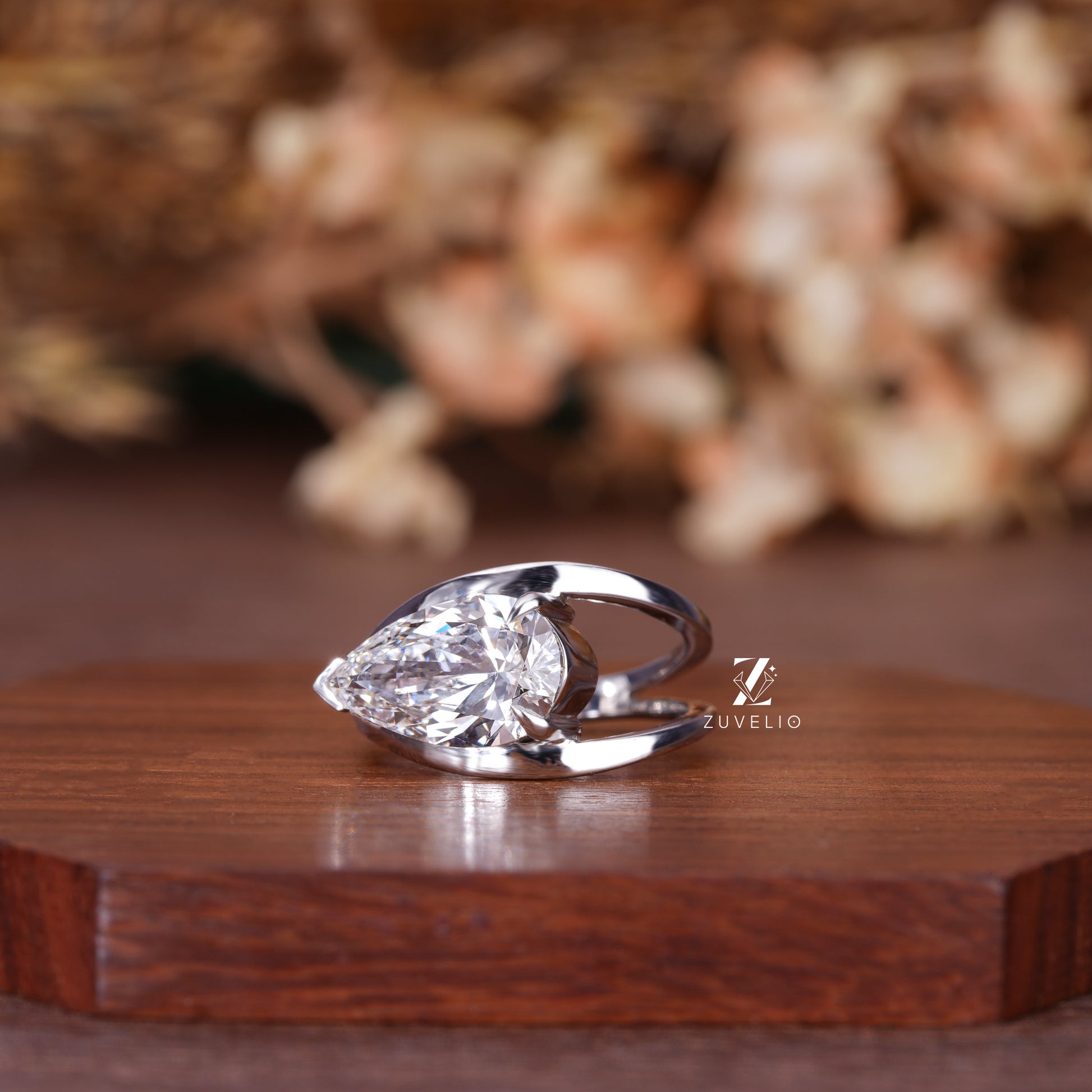 Pear Cut Lab Diamond Ring