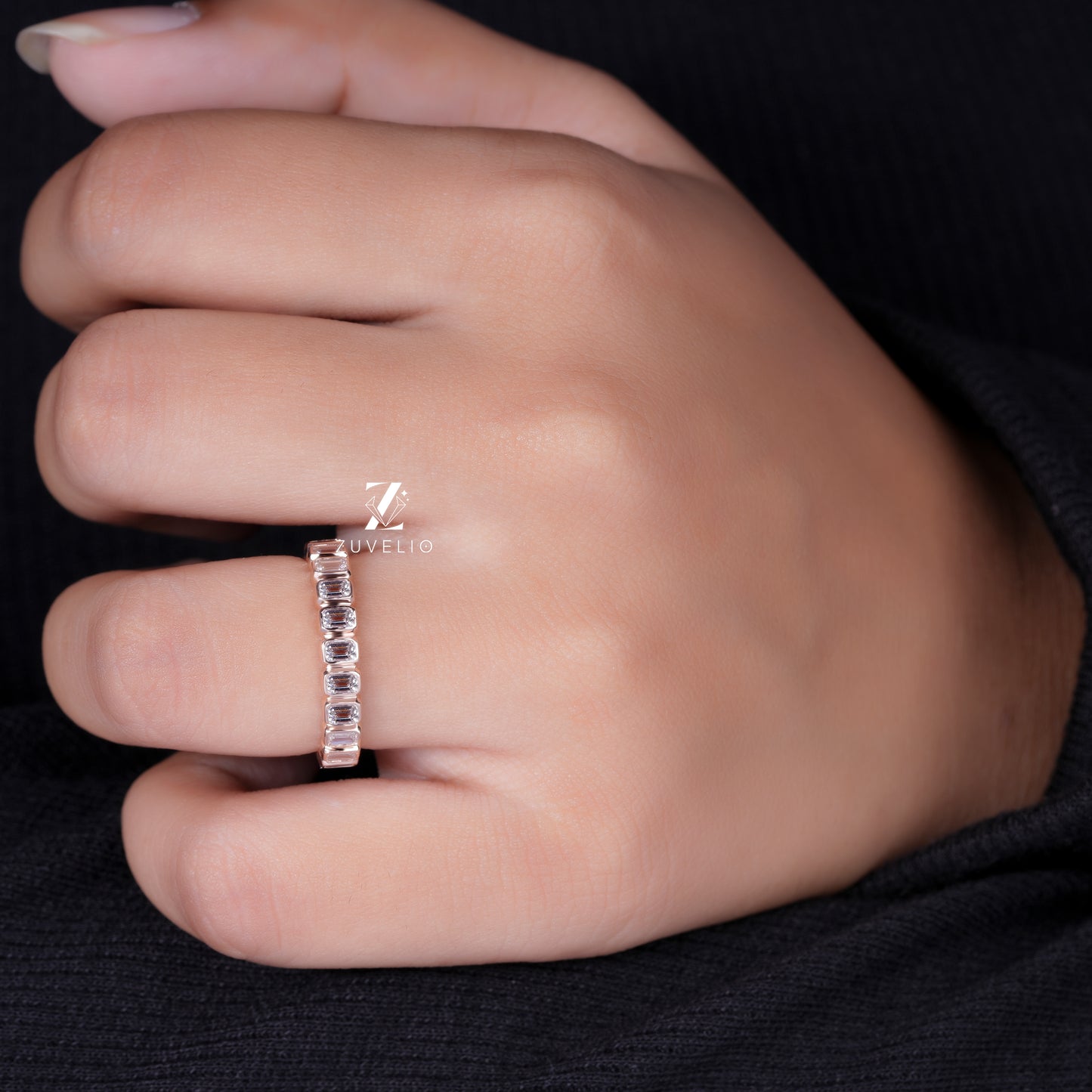 Emerald Bezel Eternity Band