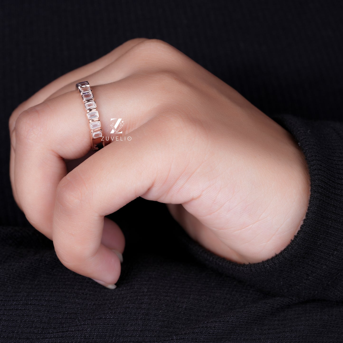 Emerald Bezel Eternity Band