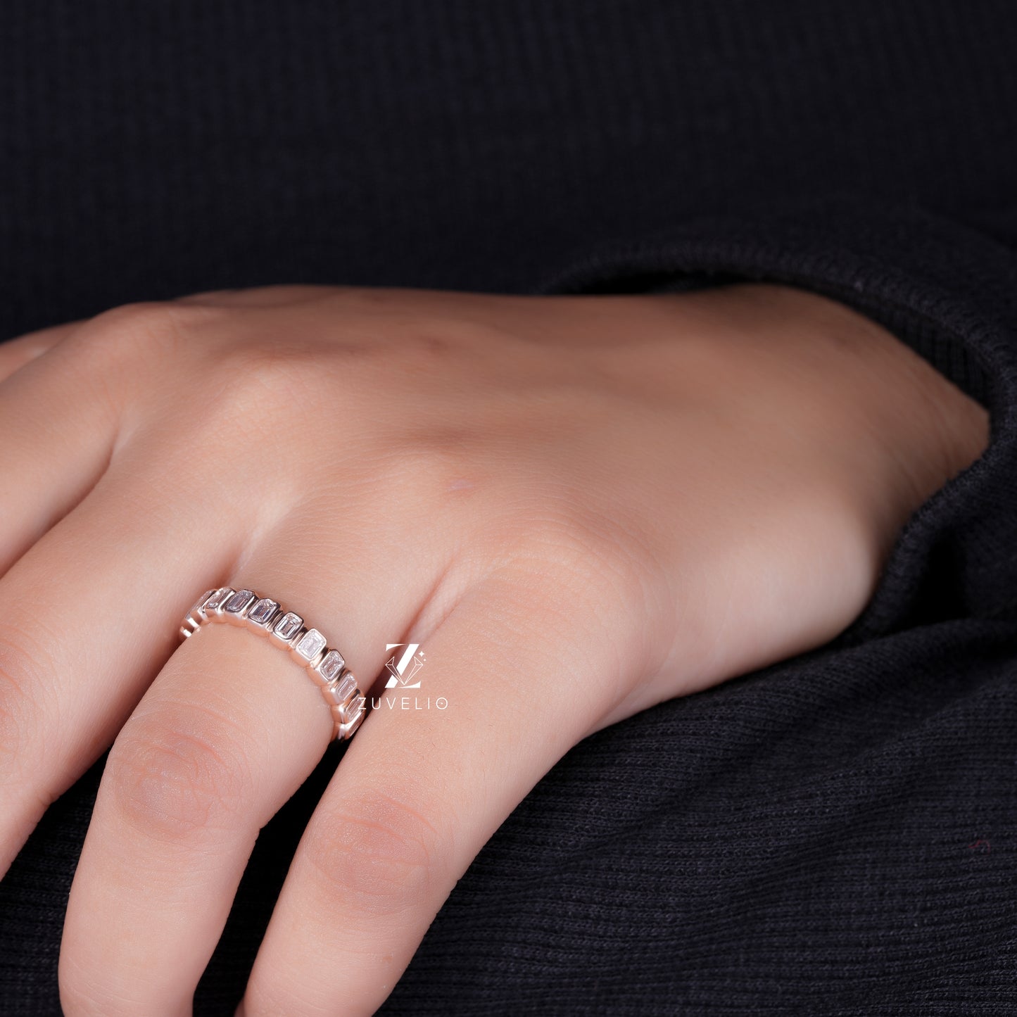 Emerald Bezel Eternity Band