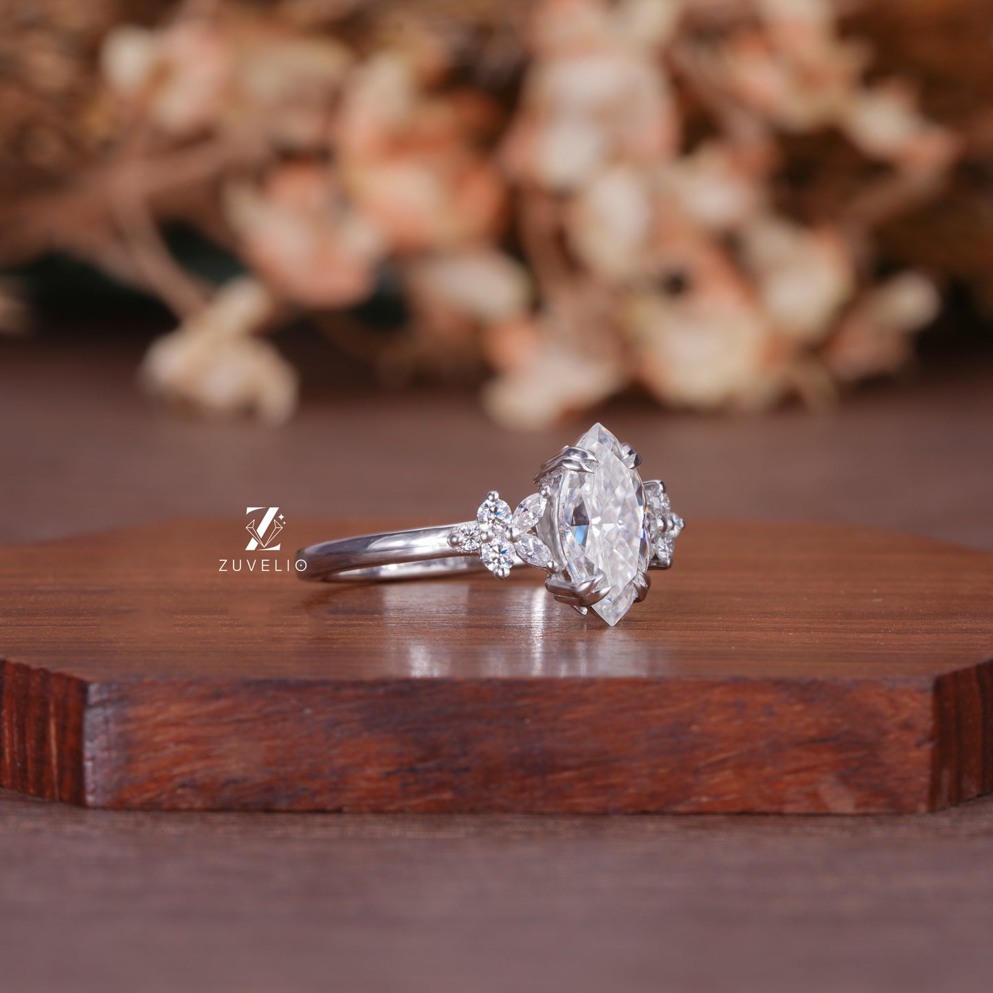 Marquise Double Claw Ring