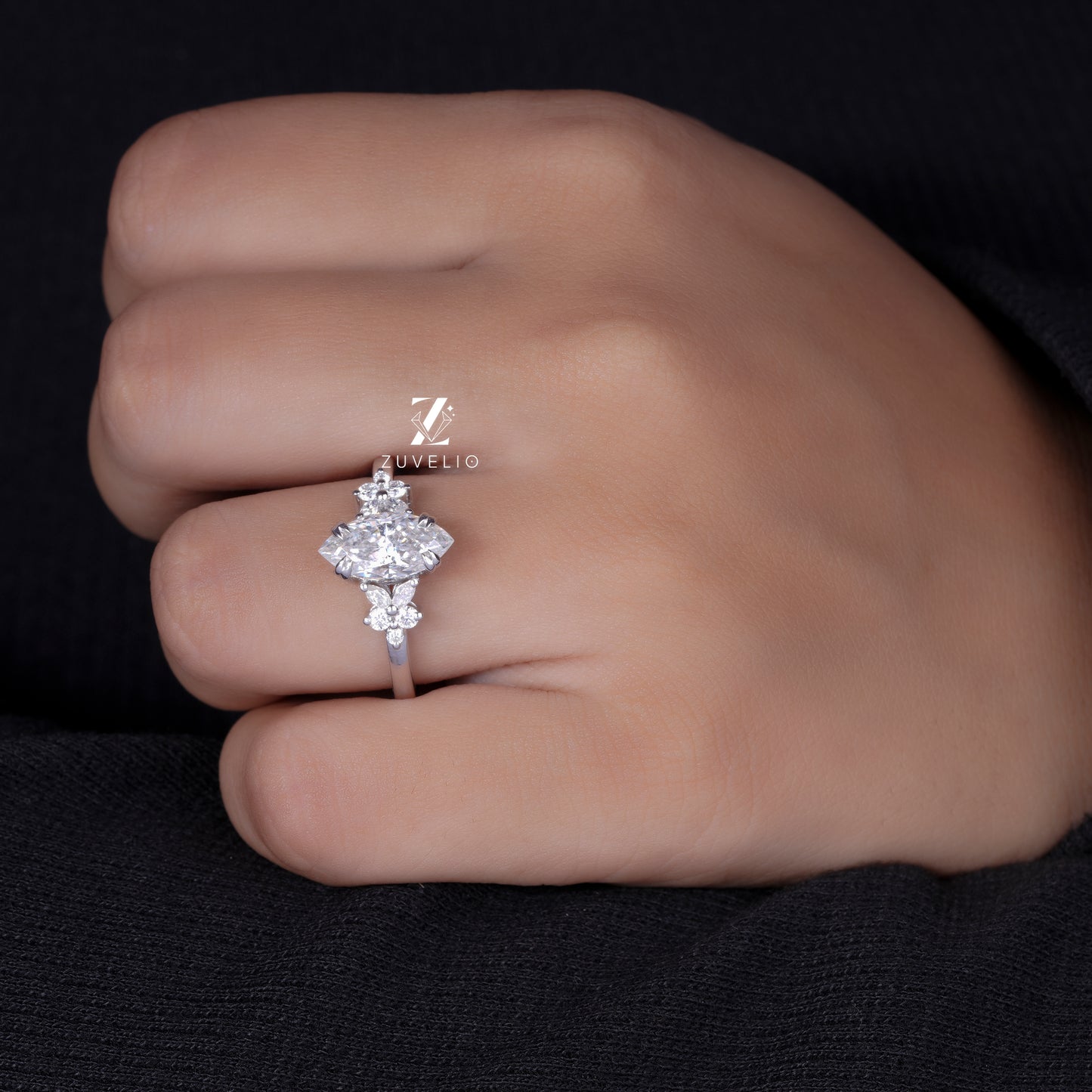 Marquise Double Claw Ring