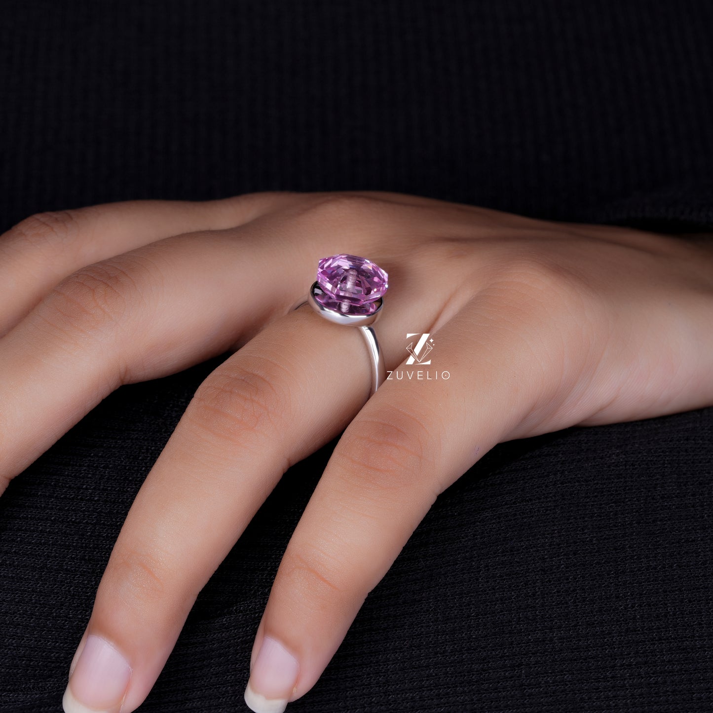 Octagon Pink Sapphire Ring