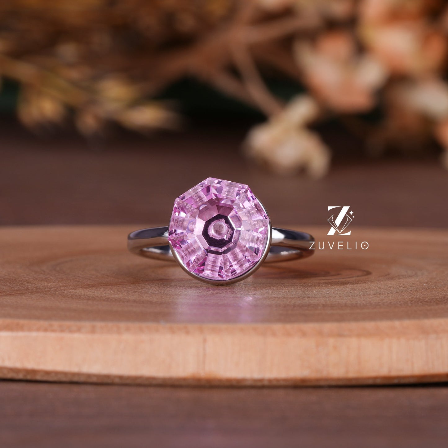Octagon Pink Sapphire Ring