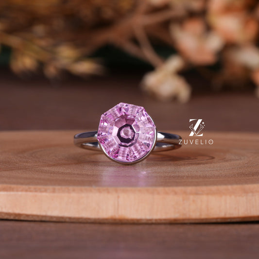 Octagon Pink Sapphire Ring