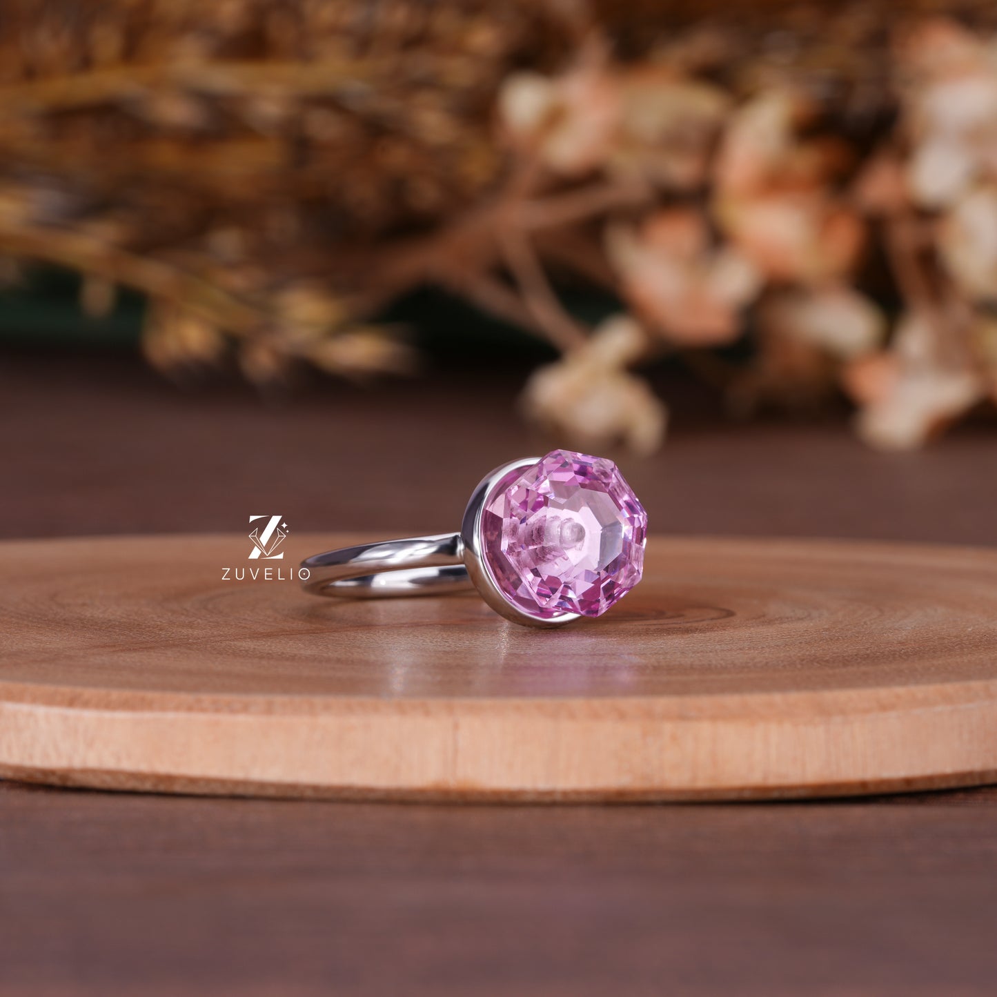 Octagon Pink Sapphire Ring