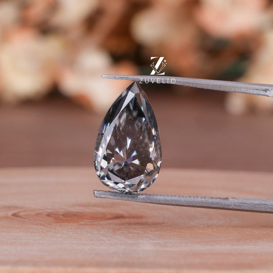 Pear Grey Moissanite Stone