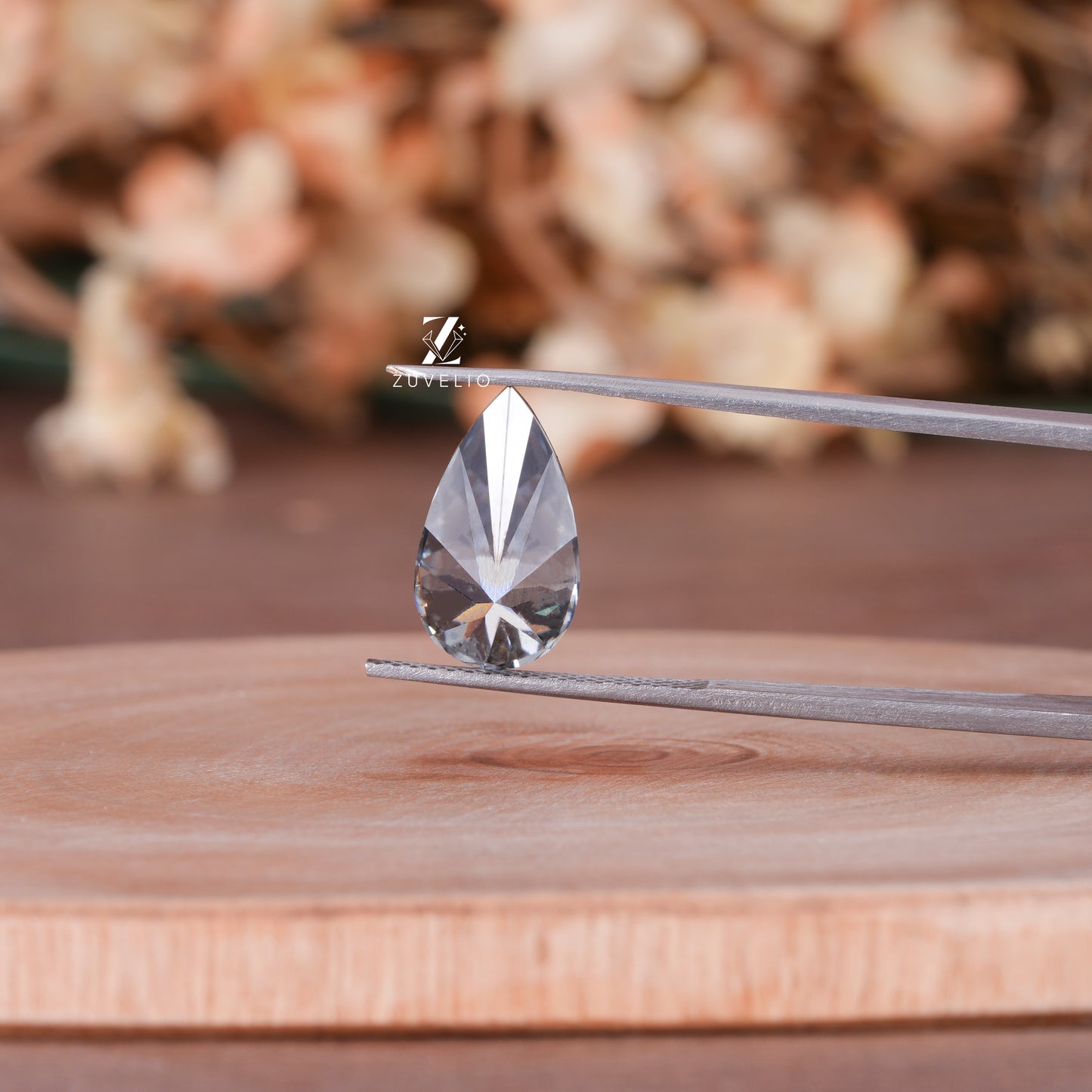 Pear Grey Moissanite Stone