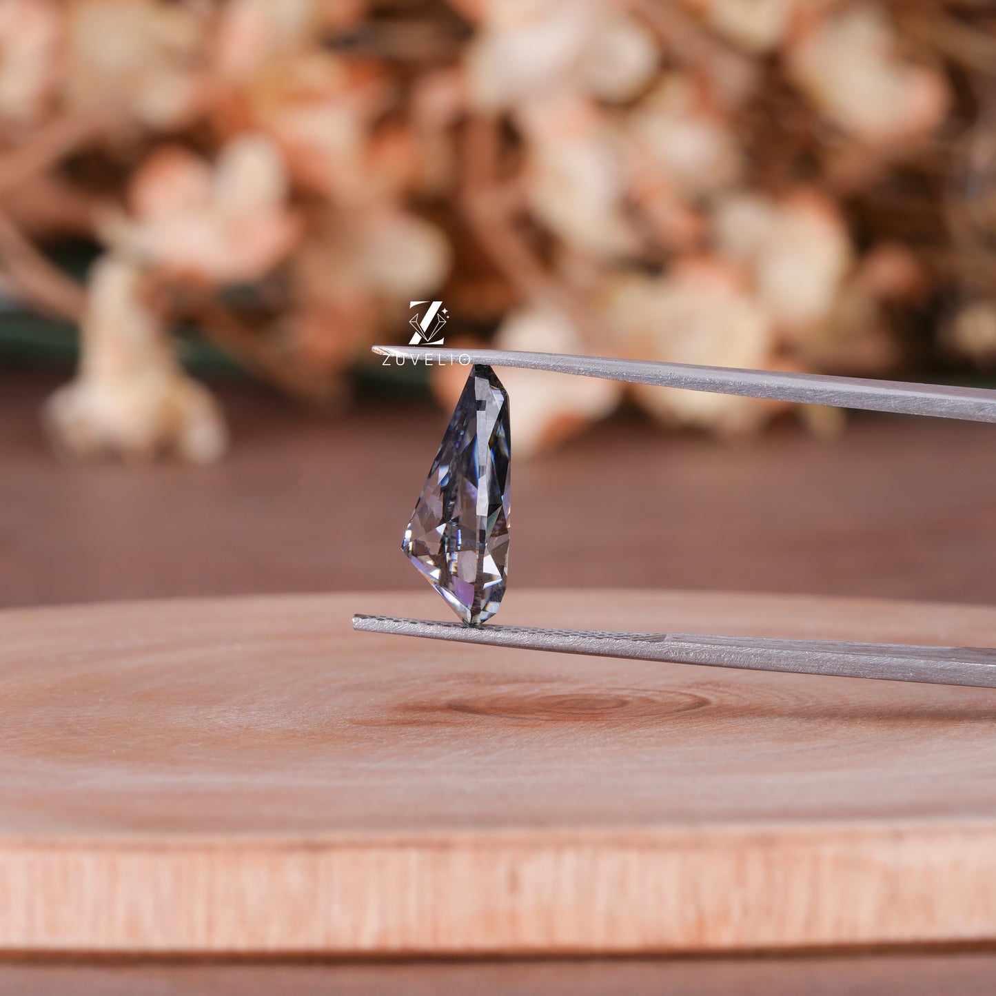 Pear Grey Moissanite Stone