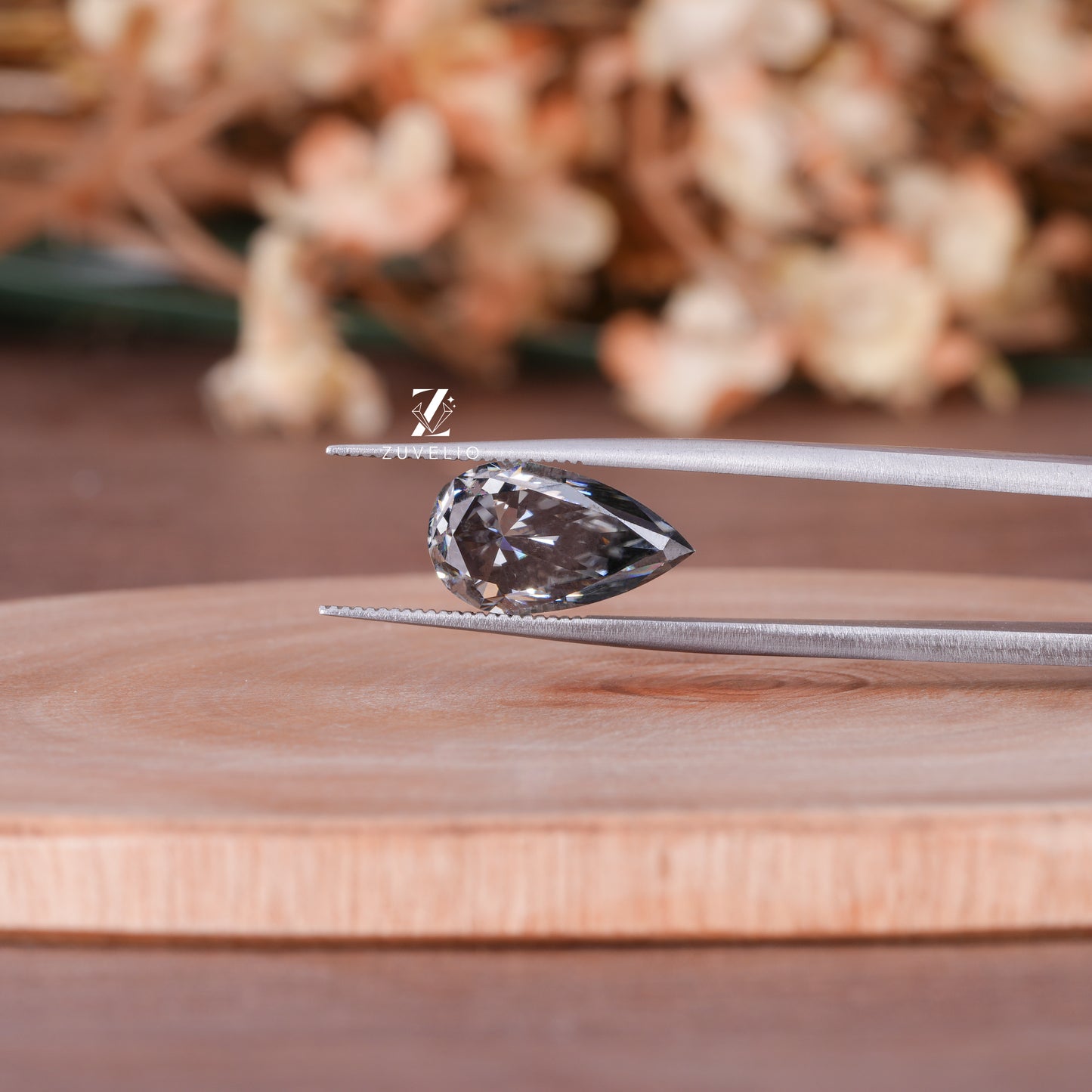 Pear Grey Moissanite Stone