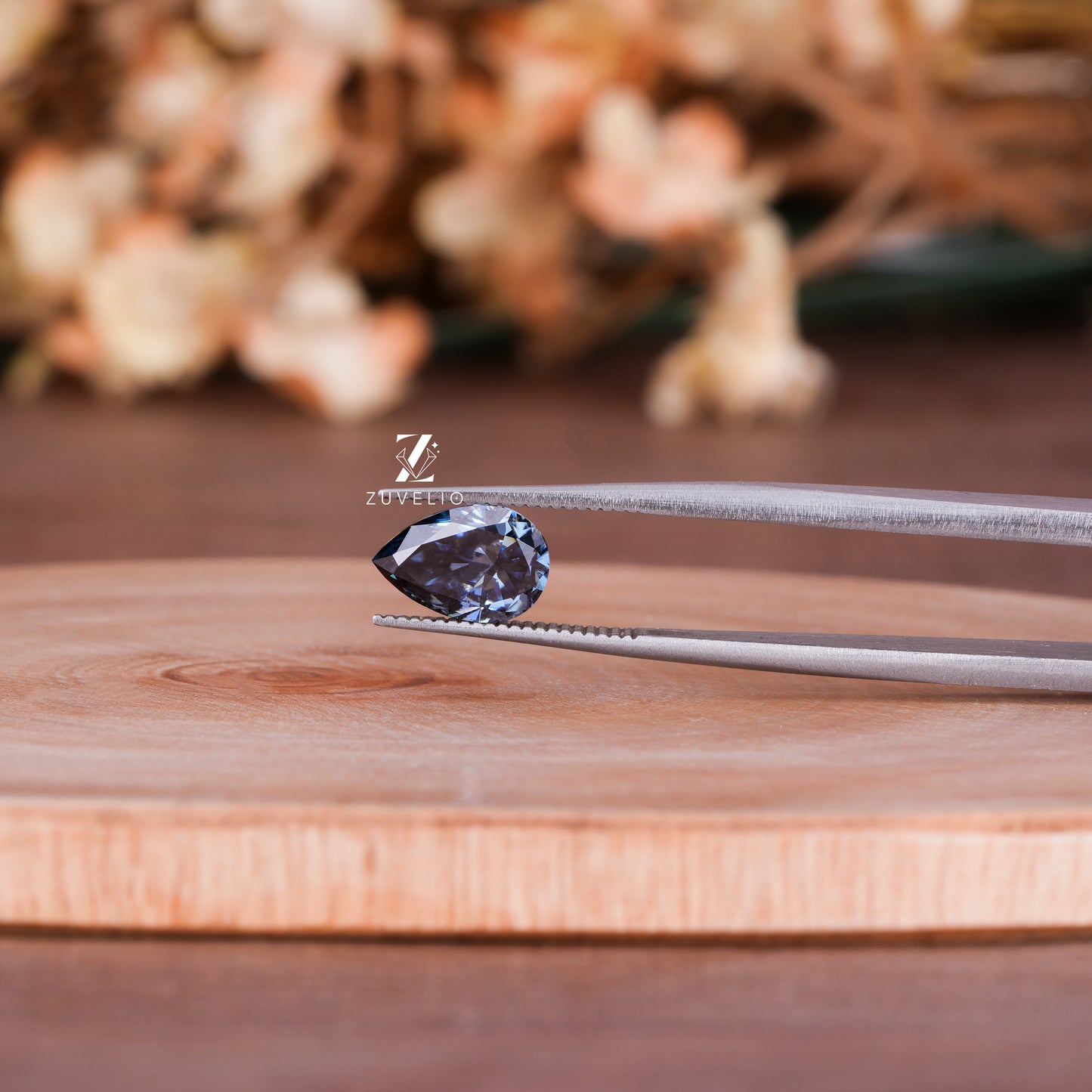 Blue Pear Loose Moissanite