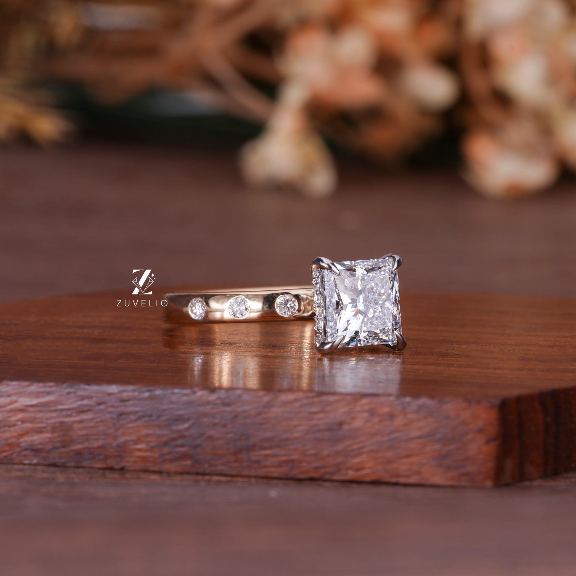 18kt Rose Gold Princess Cut Lab Diamond