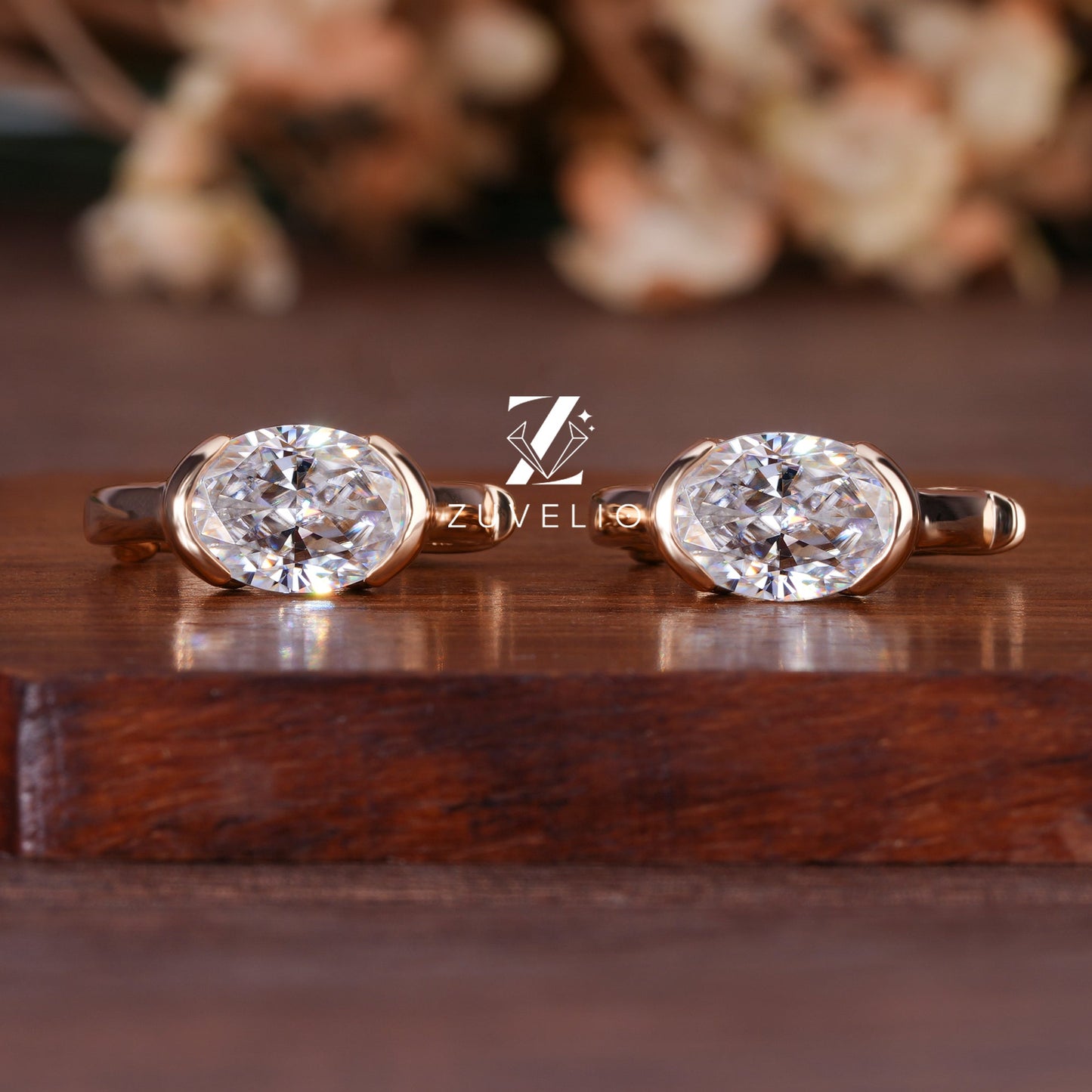 Oval Moissanite Huggie Earrings