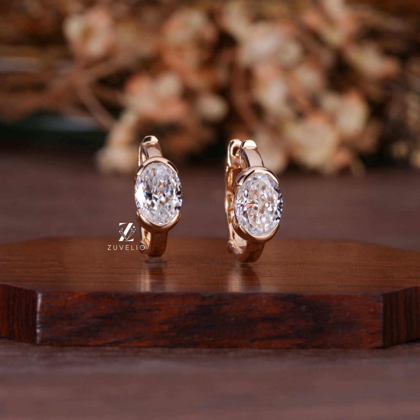 Oval Moissanite Huggie Earrings