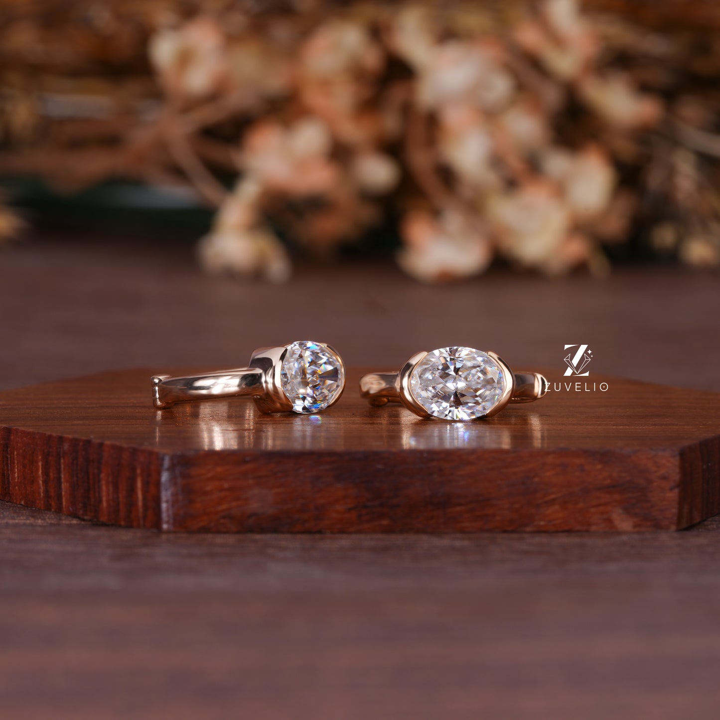 Oval Moissanite Huggie Earrings