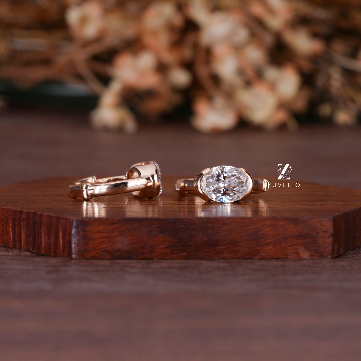 Oval Moissanite Huggie Earrings