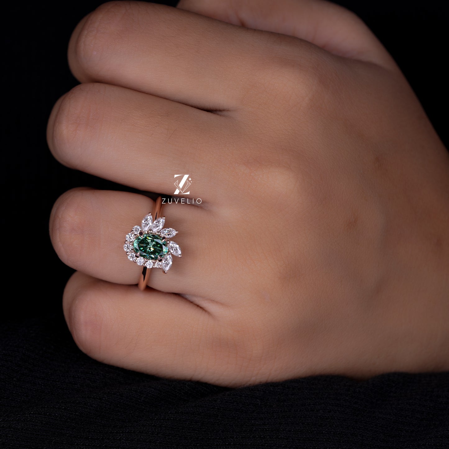 Oval Moissanite Cluster Ring