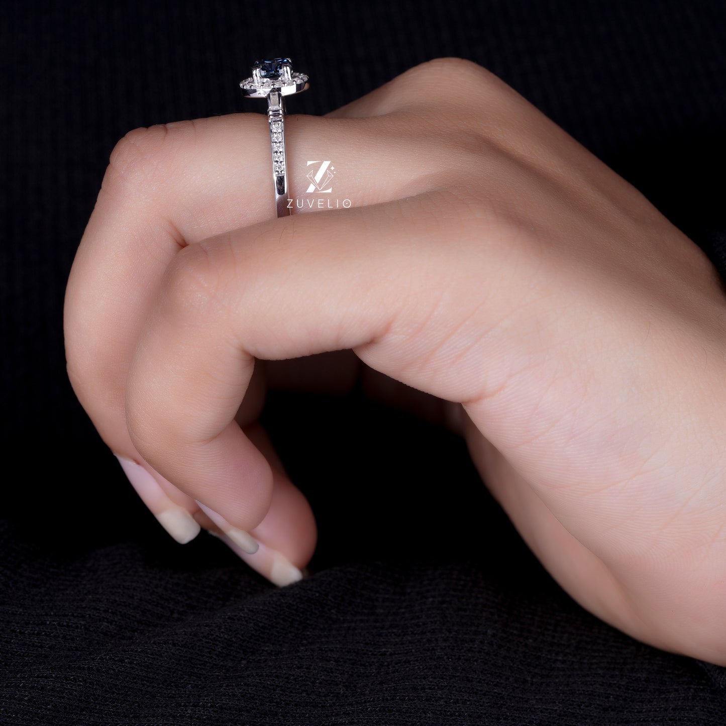Dark Blue Cushion Ring
