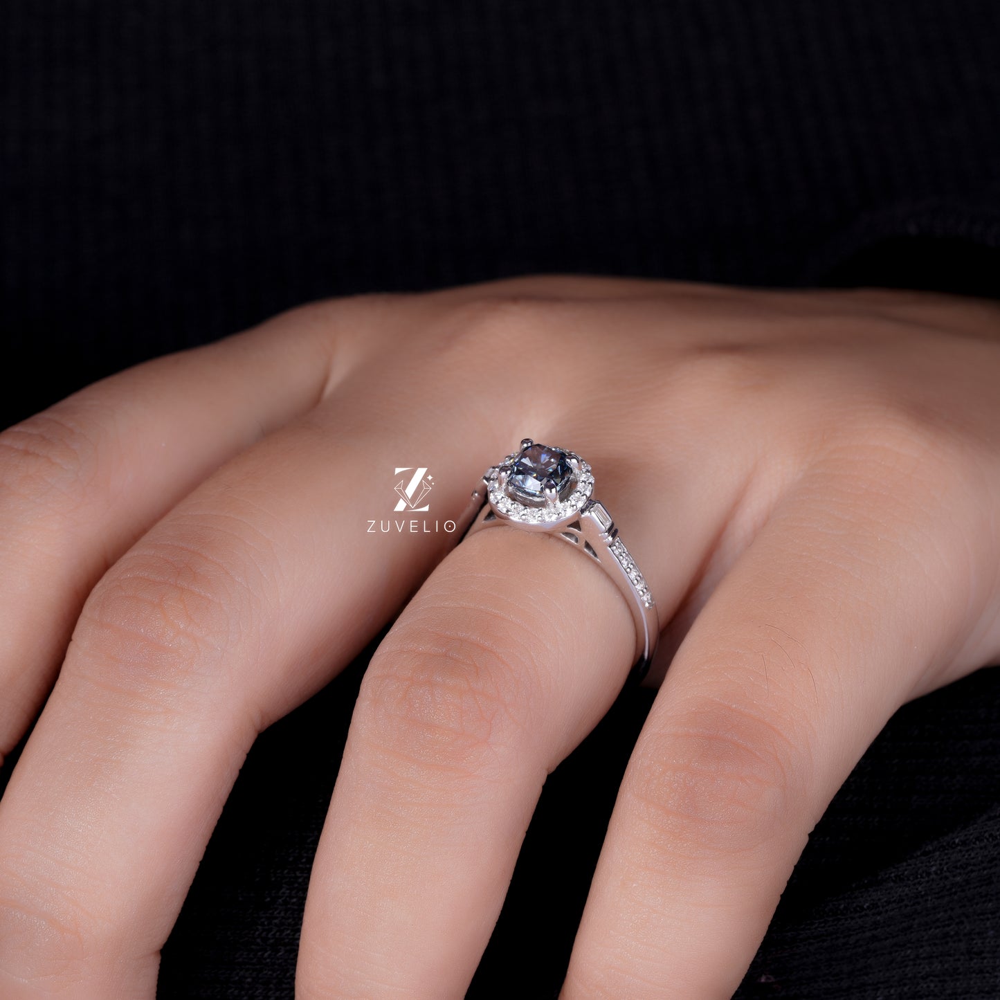 Dark Blue Cushion Ring