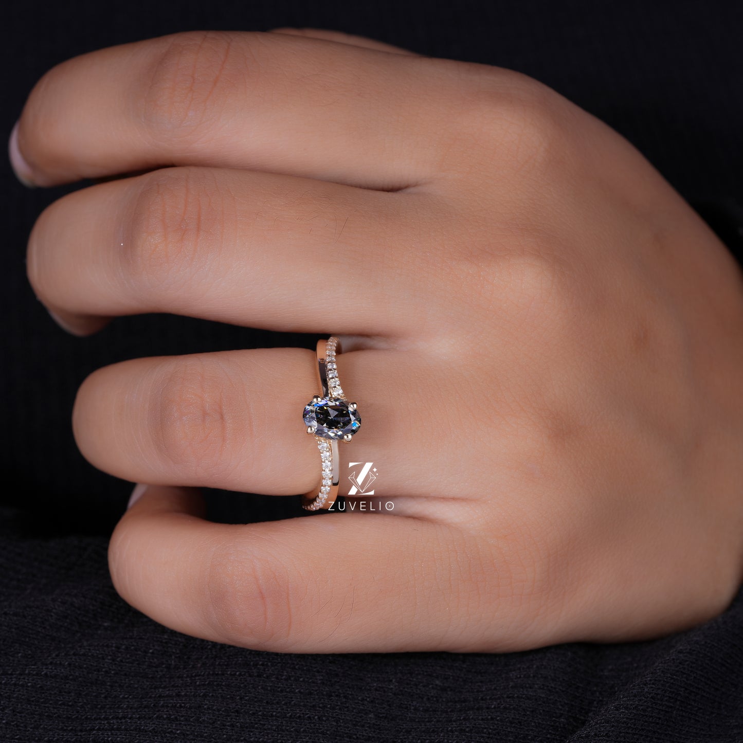 Oval Moissanite Anniversary Ring
