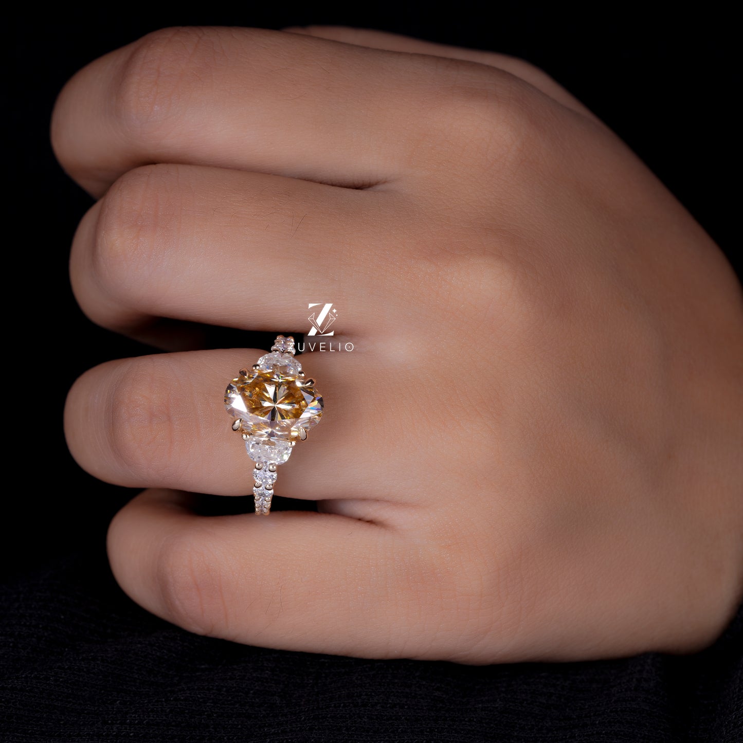 Champagne Oval Moissanite Ring
