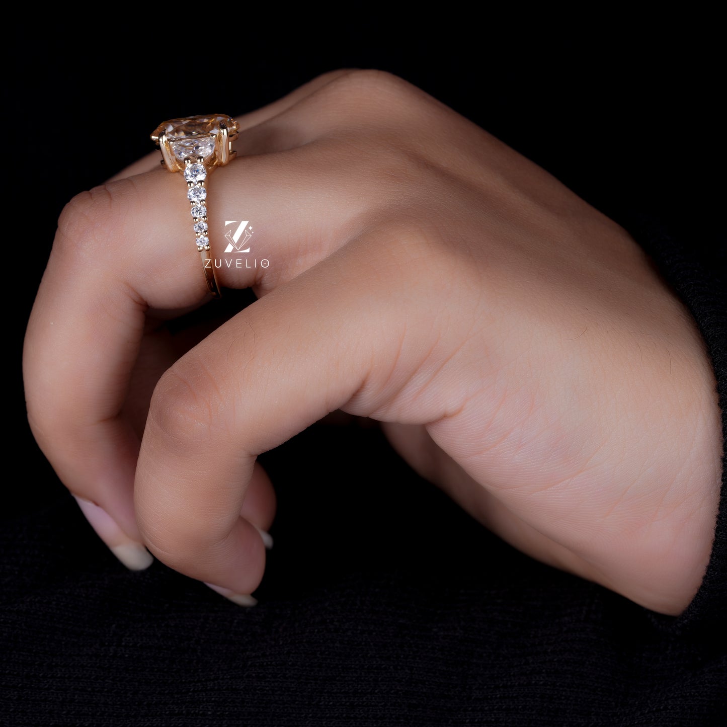 Champagne Oval Moissanite Ring