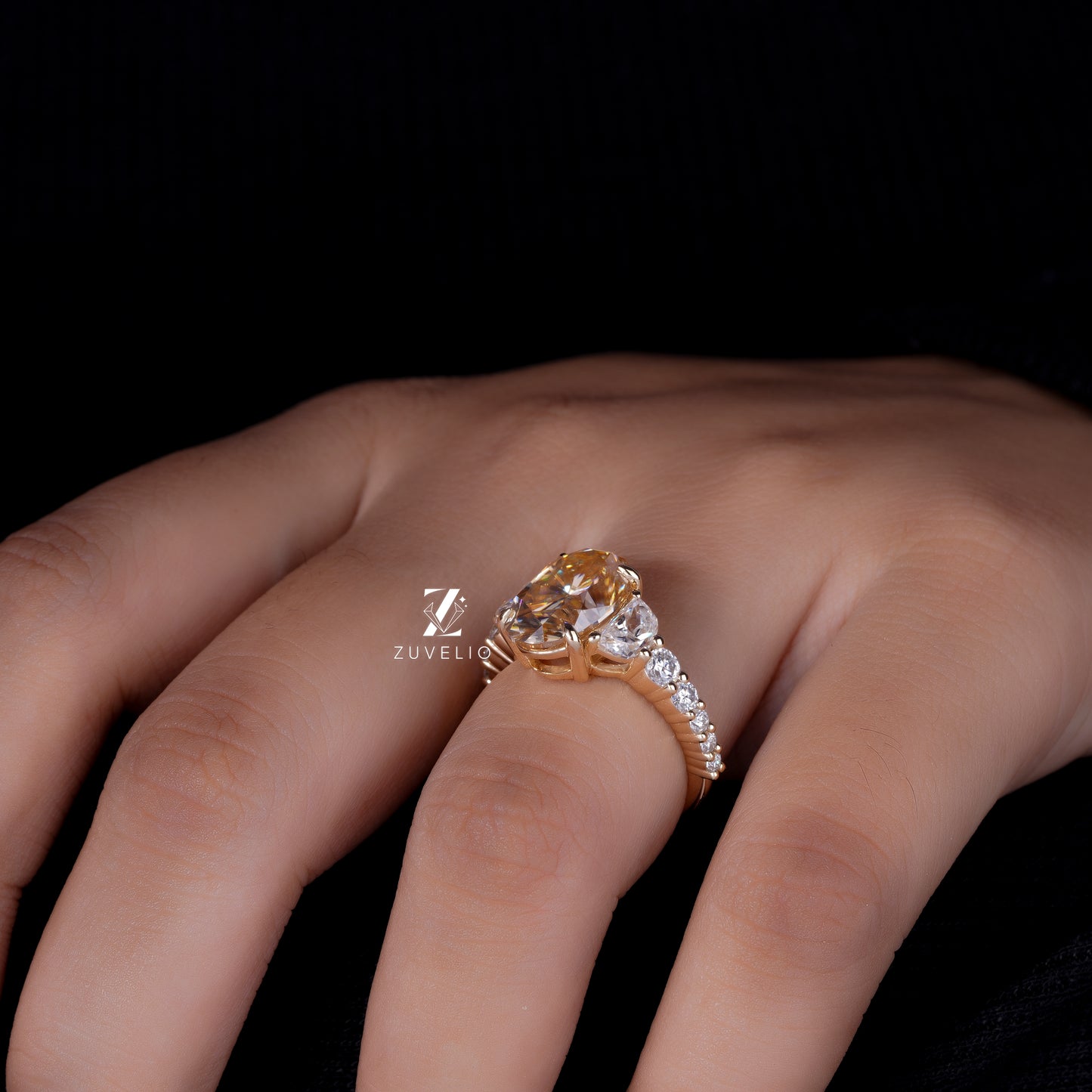 Champagne Oval Moissanite Ring