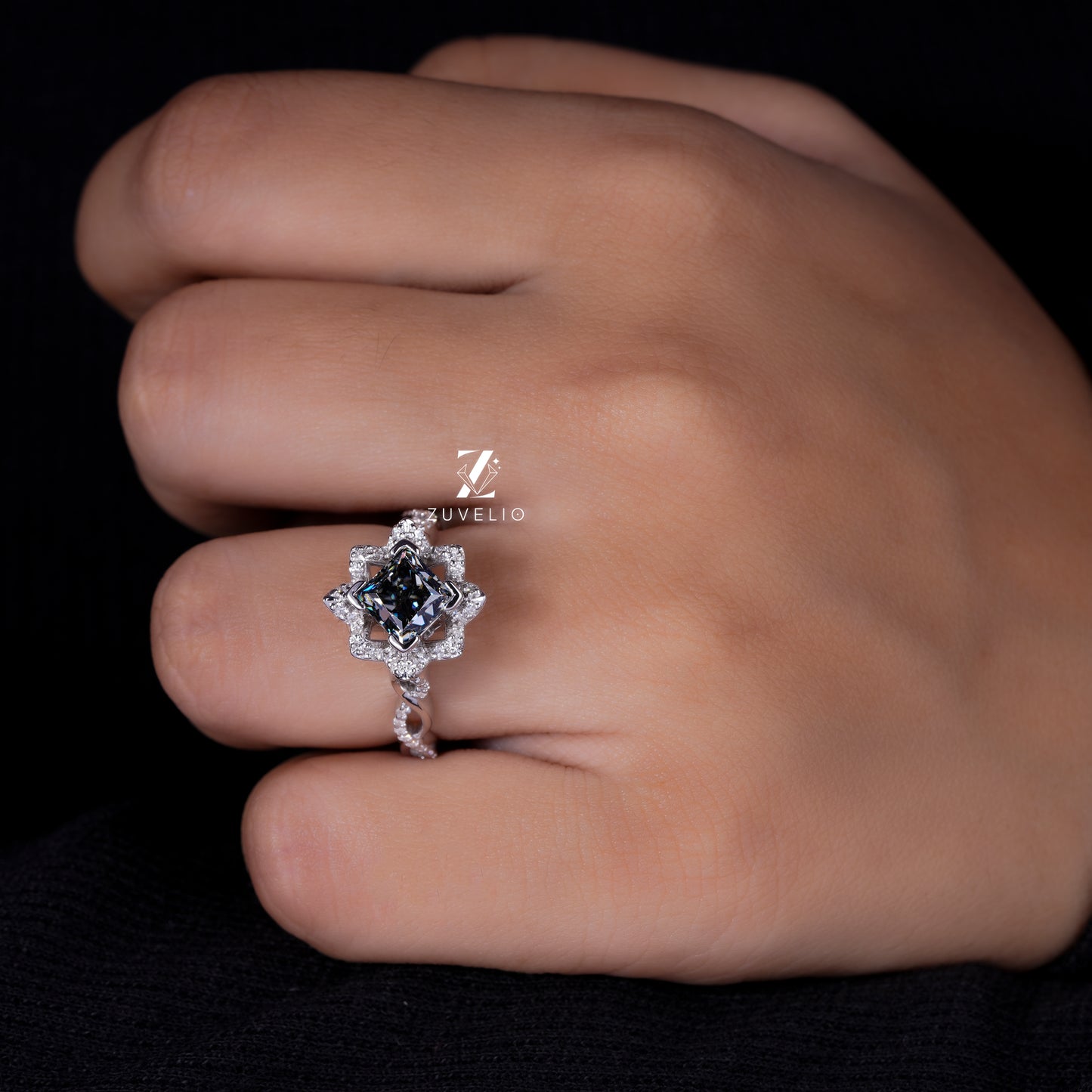 Grey Princess Moissanite Ring