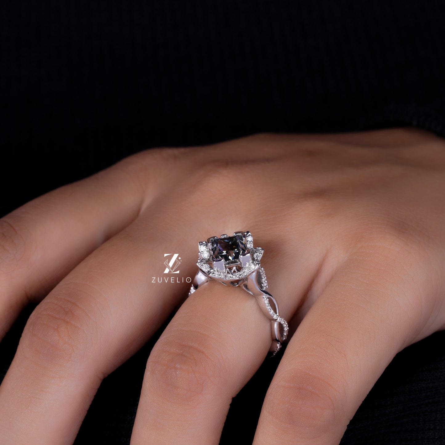 Grey Princess Moissanite Ring