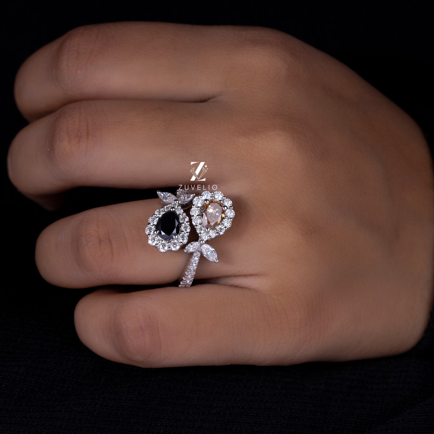 Elegant Dual Pear Ring