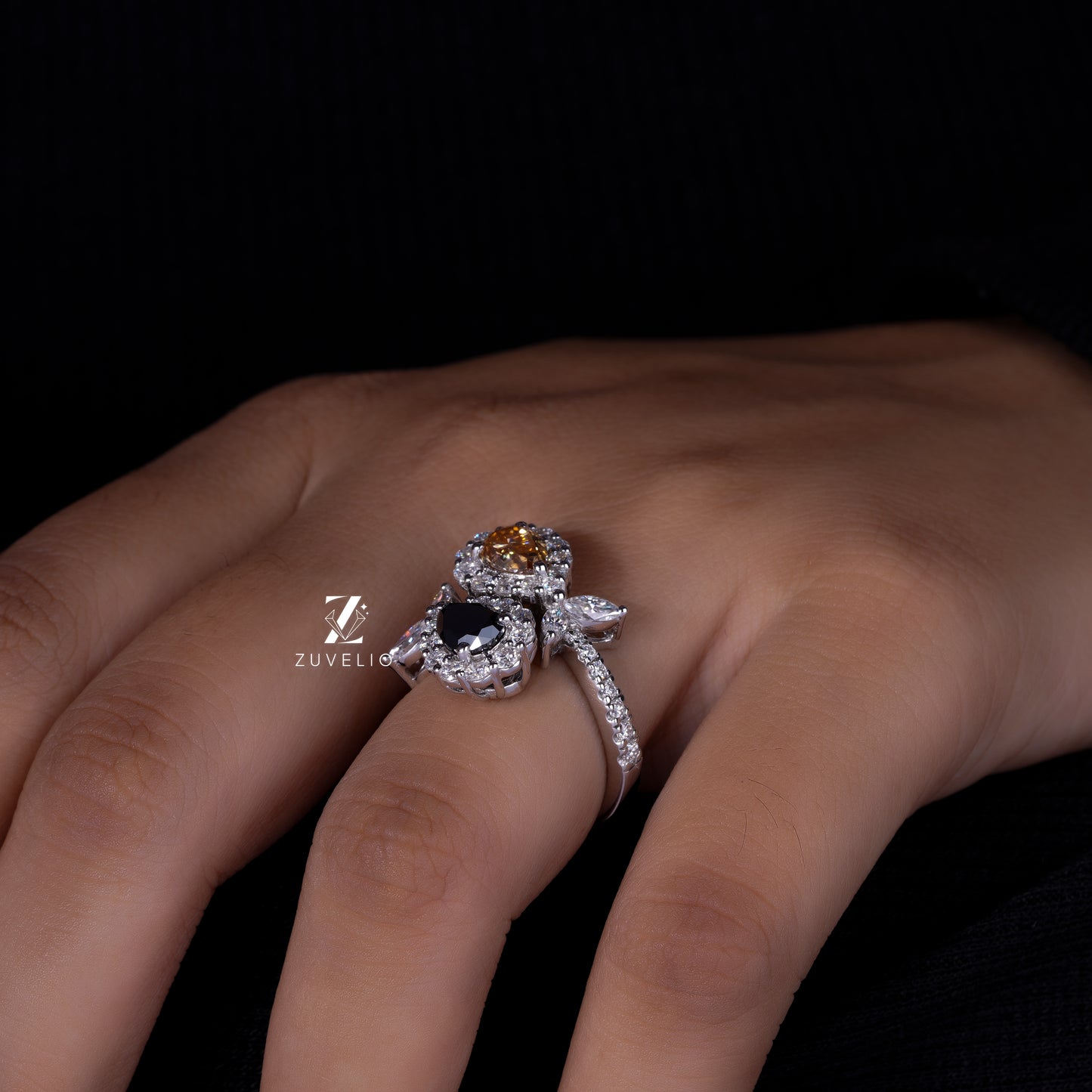 Elegant Dual Pear Ring