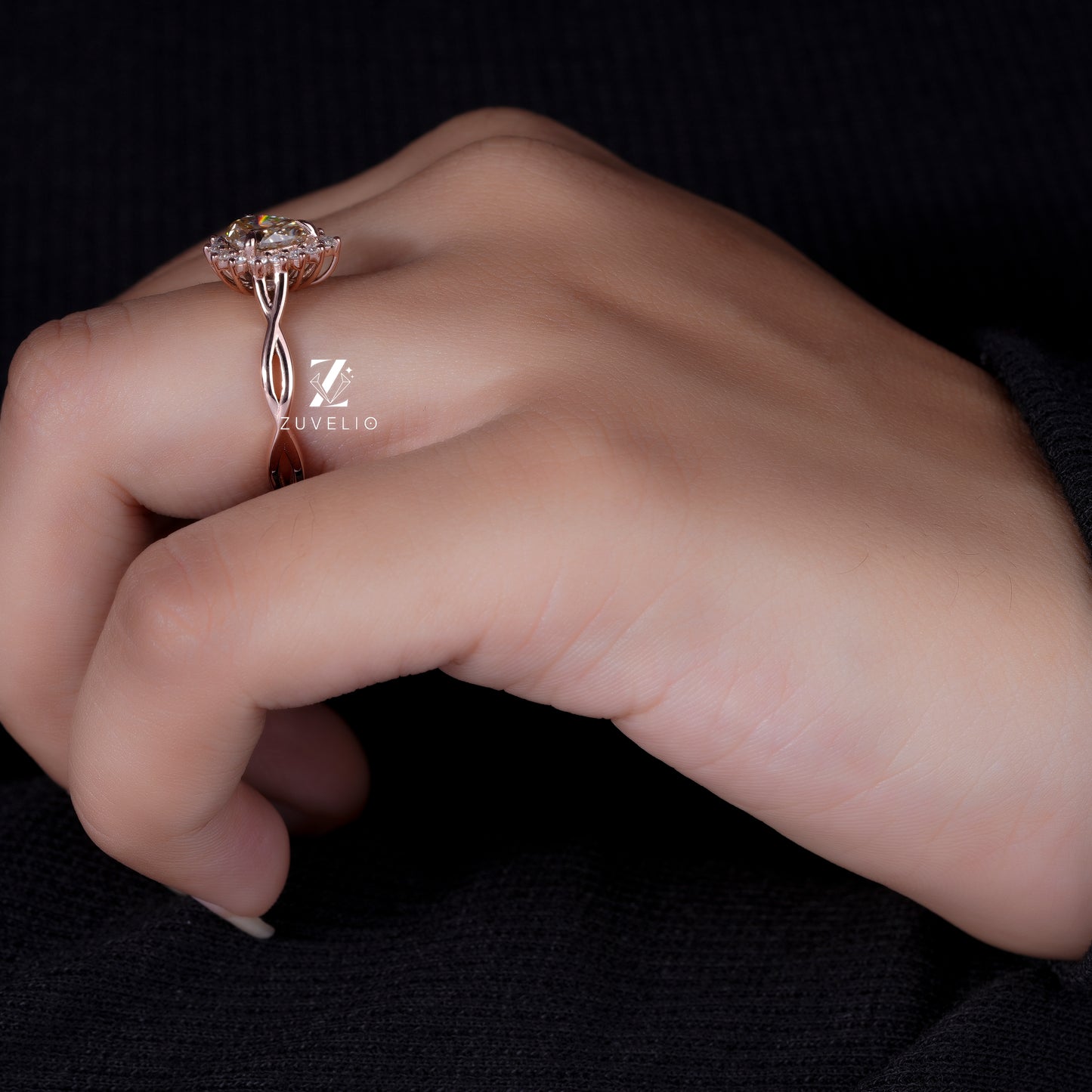 Champagne Pear Cluster Ring