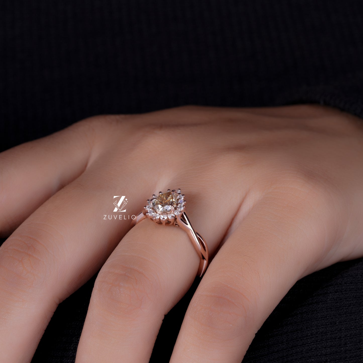 Champagne Pear Cluster Ring