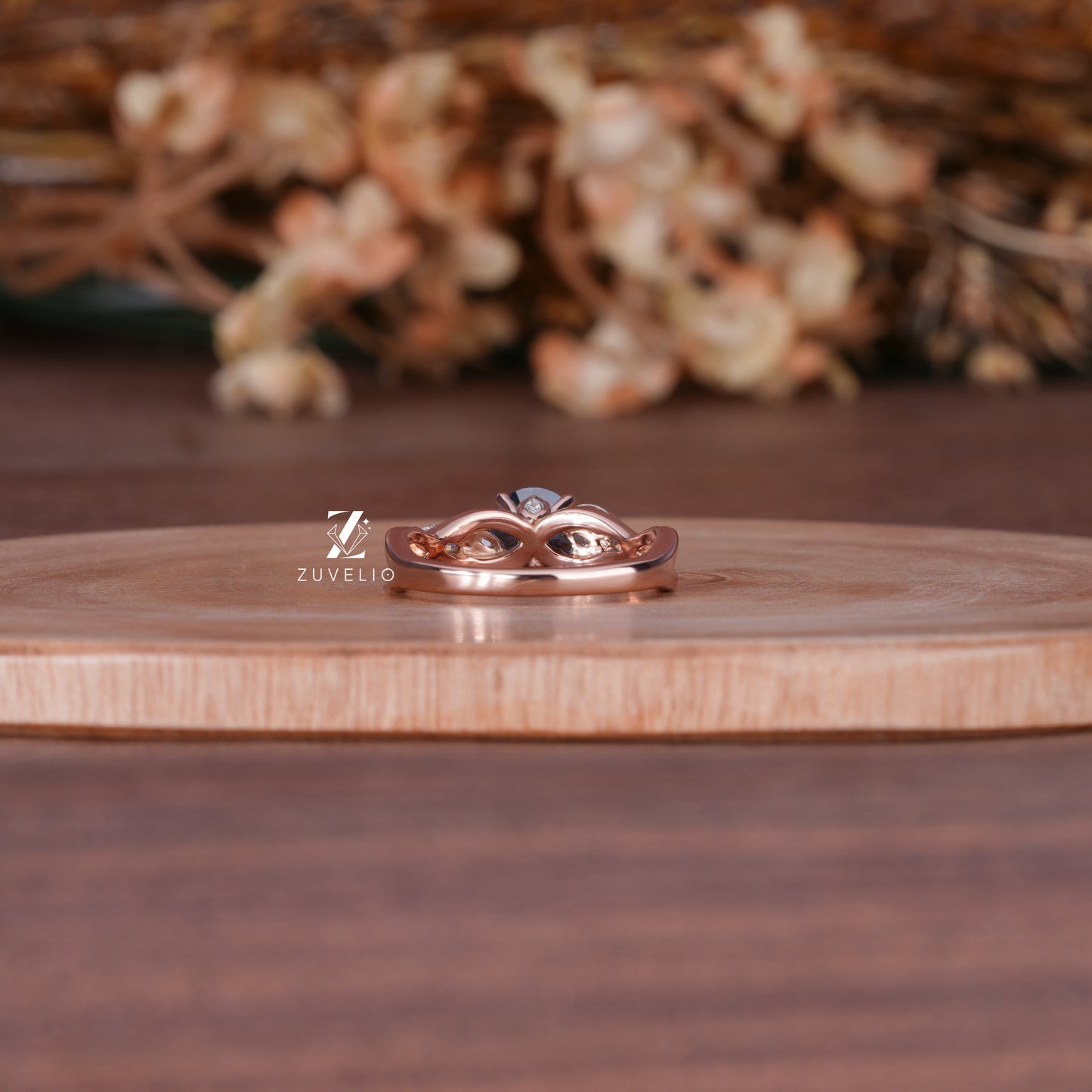 Round Blue Moissanite Ring
