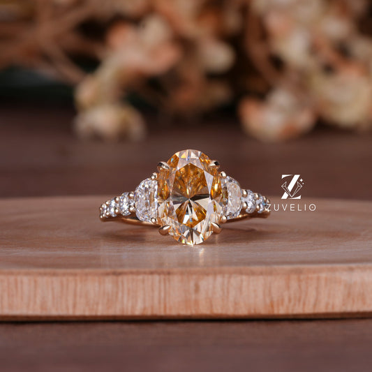 Champagne Oval Moissanite Ring