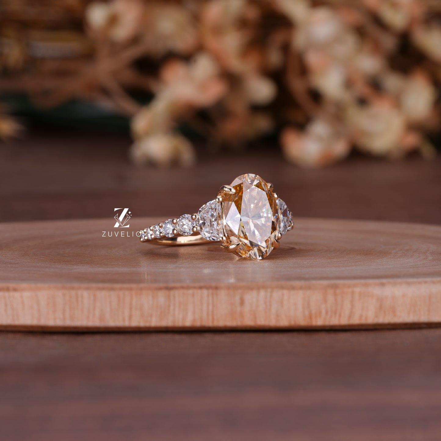 Champagne Oval Moissanite Ring